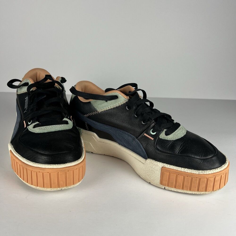 PUMA Cali Sport Mix Black Marshmallow Platform Sneakers Leather Chunky Sz 9.5 - Picture 2 of 7